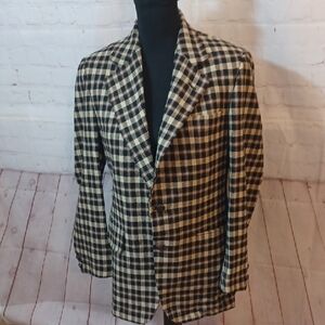 A.Sulka Company New York  Preppy Hounds Tooth 100% Wool Blazer Jacket  M